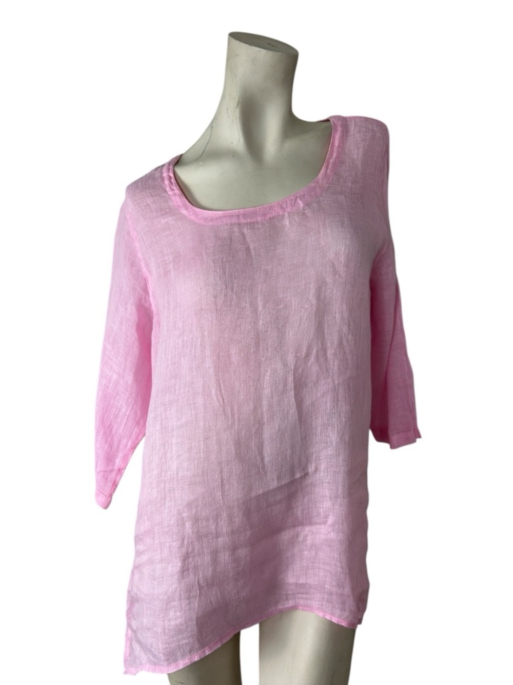 CLICK 100% Linen Pink Tunic Top Medium Lightweight Boho Beach Summer Made USA
